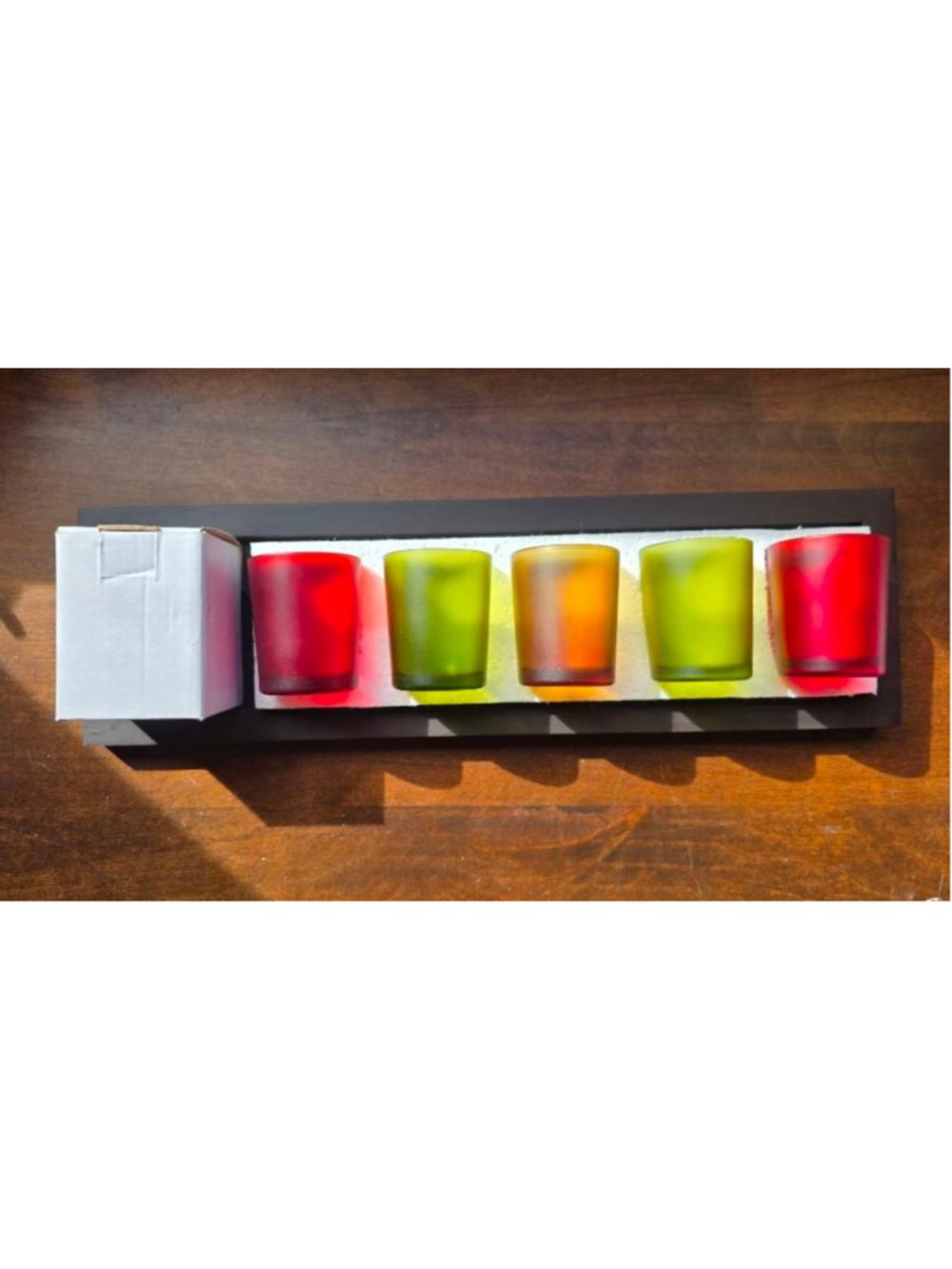 Sarah Peyton Jewel Tone Candle Set with Wooden Base & River Rocks One Size - Picture 7 of 8